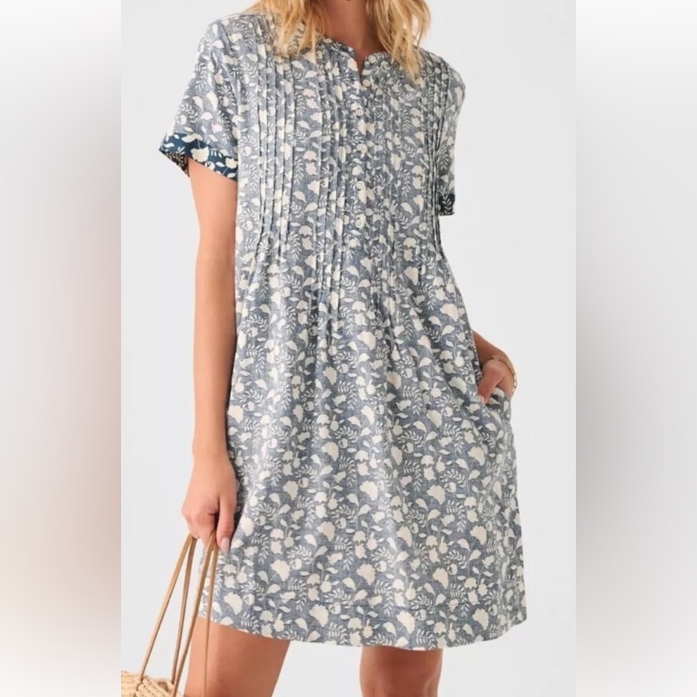 Faherty Navy and Cream Floral Dress - Picture 3 of 11